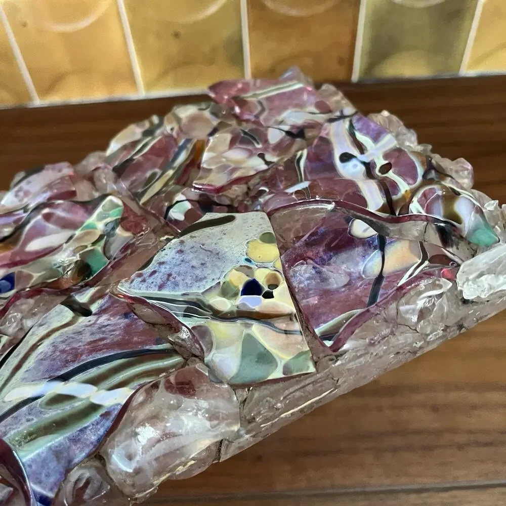 Murano Glass Shards Art Piece Paperweight Trivet Display 7.5